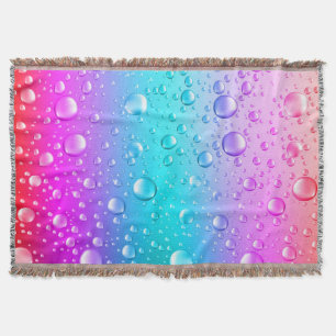 Cobertor Gotas de Água Gradiente Azul Rosa e Aqua