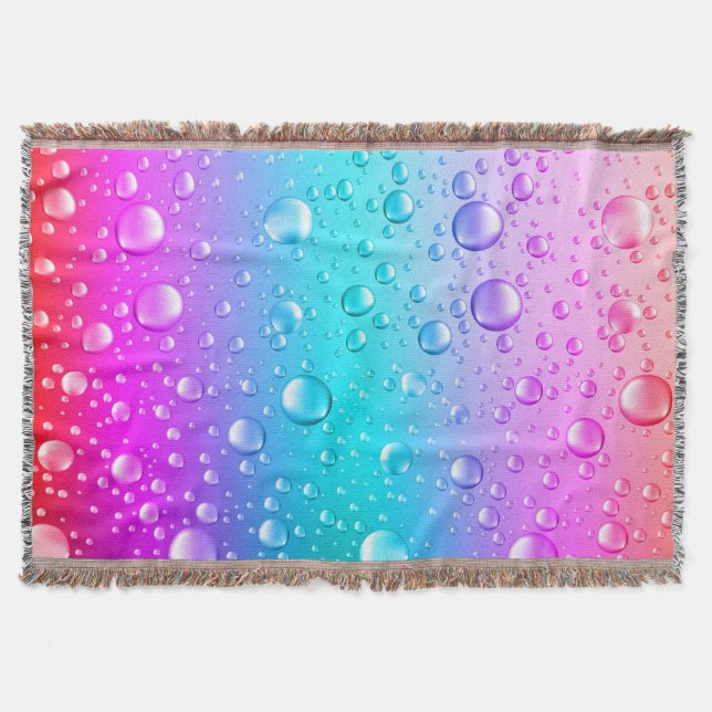 Cobertor Gotas de Água Gradiente Azul Rosa e Aqua (Frente)