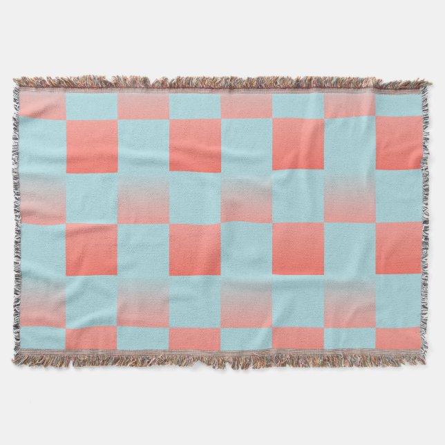 Cobertor gradiente com gradiente de verificação na moda, pó (Frente)