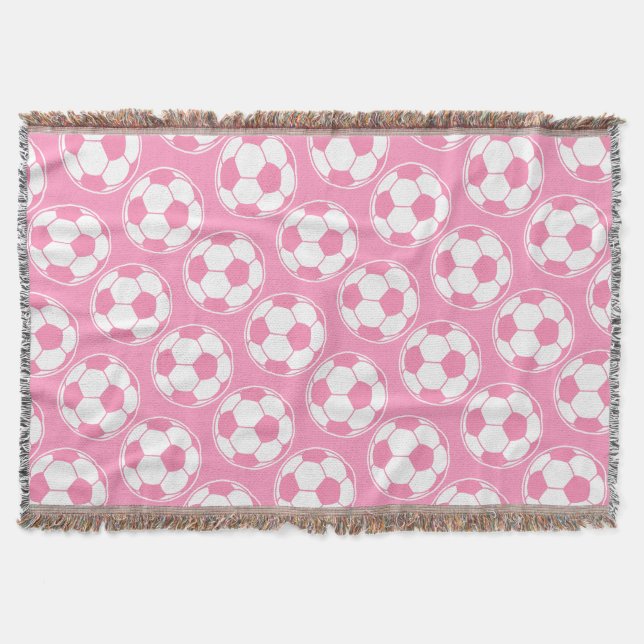 Cobertor Gráfico de Bola de Futebol Rosa com Padrão Screwba (Frente)