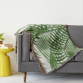 Cobertor Granja tropical verde aquosa Folhas de palmeira