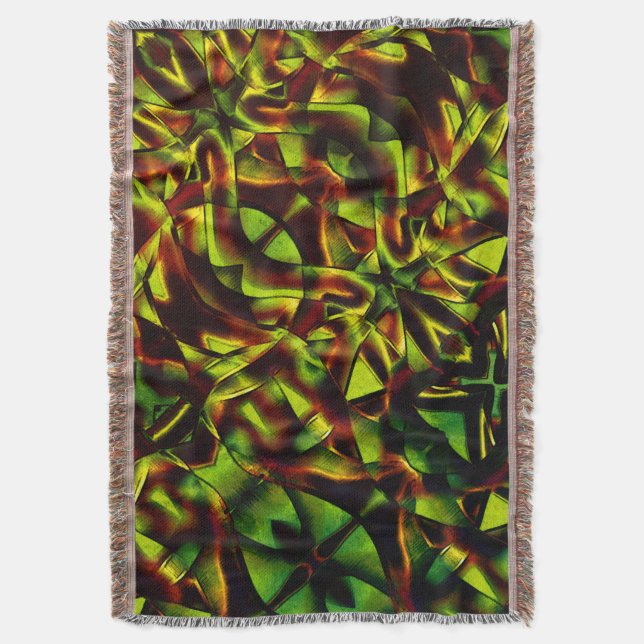 Cobertor Gravatas deformadas de fitas verdes queimadas (Frente Vertical)