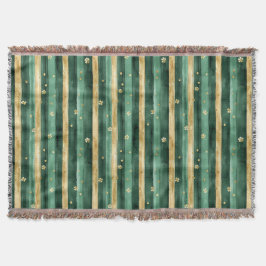 Cobertor Green Gold Shamrock St. Patrick's Day Stripes