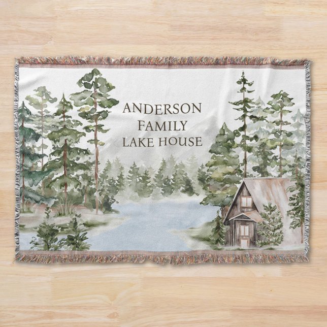 Cobertor Green Pine Forest Family Lake House Cabine (In situ)