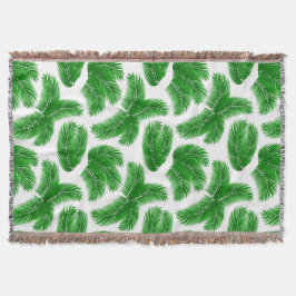 Cobertor Green Tropical Palm Fronds on White