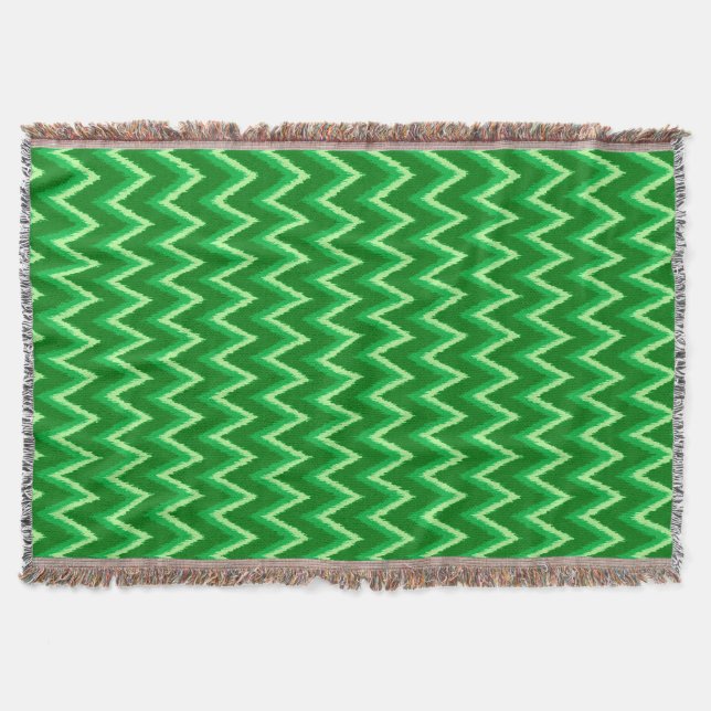 Cobertor Grelhas de Ikat Chevron - Pinho e Verde limão (Frente)