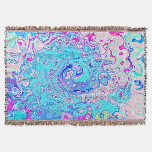 Cobertor Groovy Abstrato Retro Robin Ovo Blue Swirl (Frente)