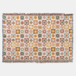Cobertor Groovy Retro Floral Checked