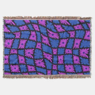 Cobertor Groovy Wavy Trippy 60s Flor Verifica Azul Cor-de-r