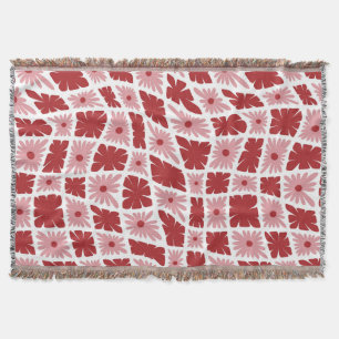 Cobertor Groovy Wavy Trippy 60s Flor verifica o vermelho ro