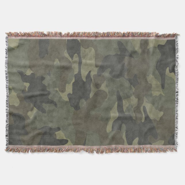 Cobertor Grunge Khaki Green Camo Throw Blankets (Frente)