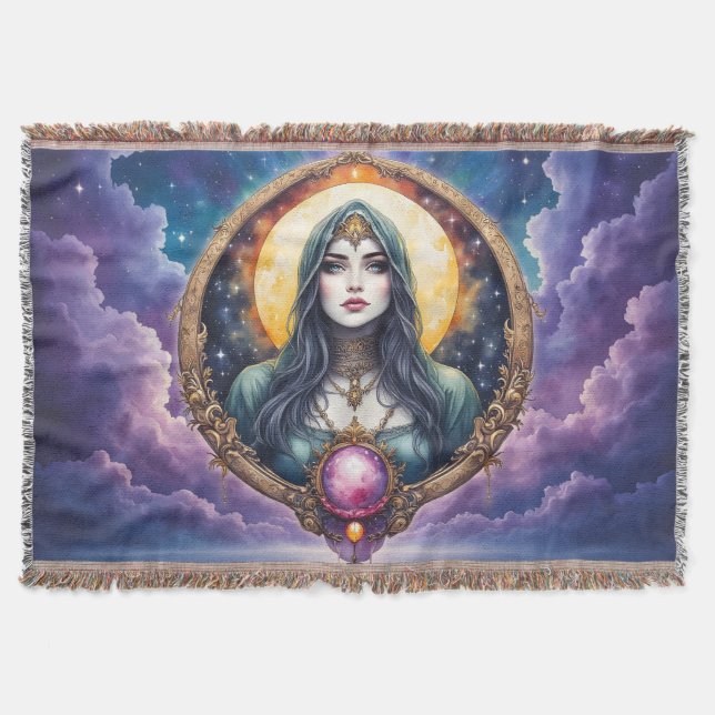 Cobertor Guardiã dos Sonhos Presa à Lua – Guardiã da Noite. (Frente)