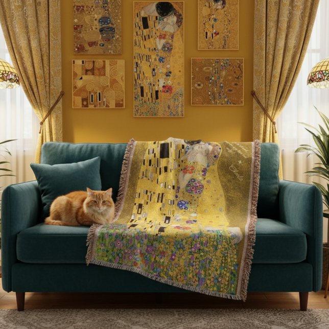 Cobertor Gustav Klimt Personalizado A Mensagem Do Amor Beij (Criador carregado)