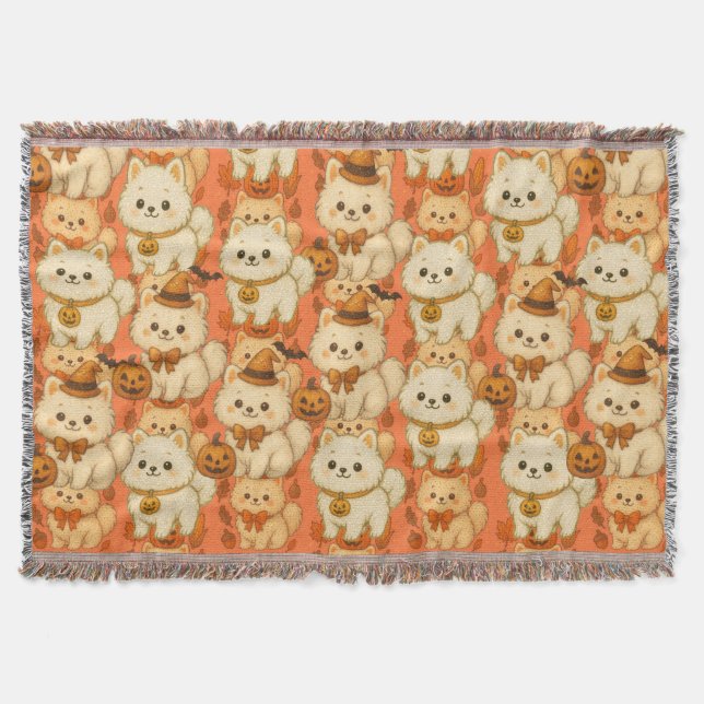 Cobertor Halloween Fleecedeken – Schattige Pomeranians (Frente)