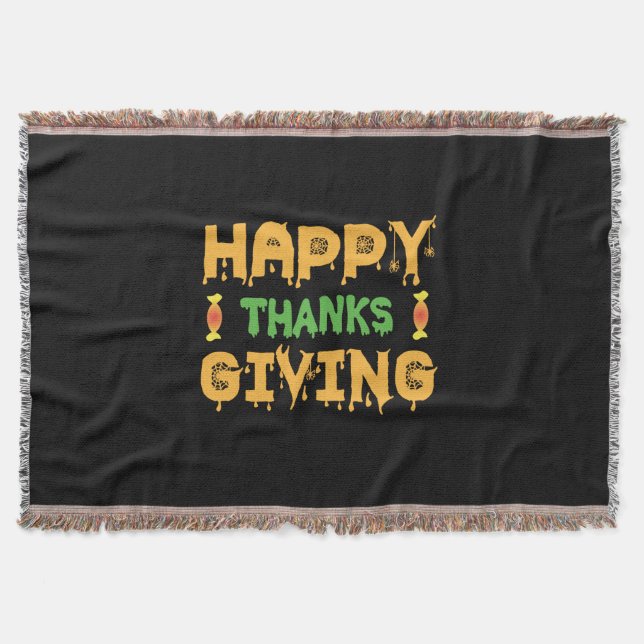 Cobertor Halloween Happy Thanksgiving Birthday (Frente)