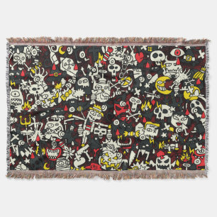 Cobertor Halloween Mini Doodle Vintage Patterno