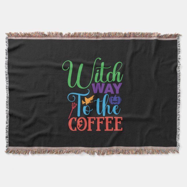 Cobertor Halloween Witch Way To The Coffee (Frente)