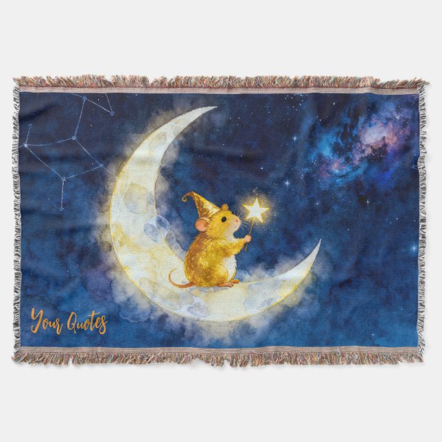 Cobertor Hamster Dourado na Lua Crescente Aquarela (Frente)