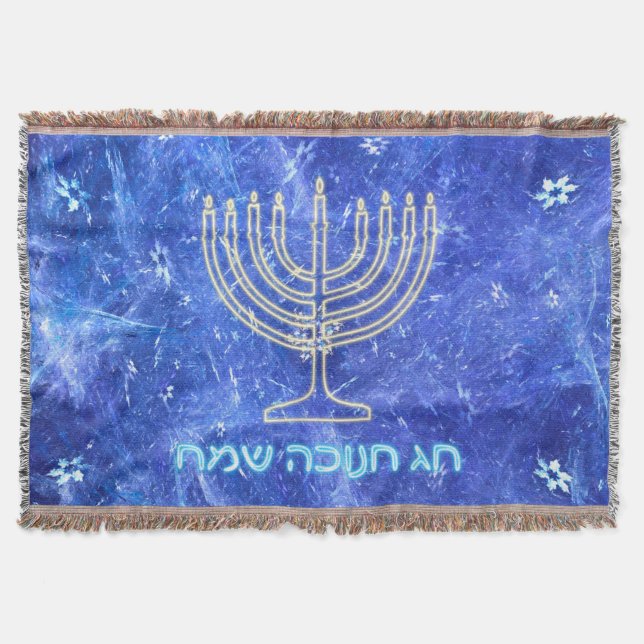 Cobertor Hanukkah Snowstorm Menorah (Frente)
