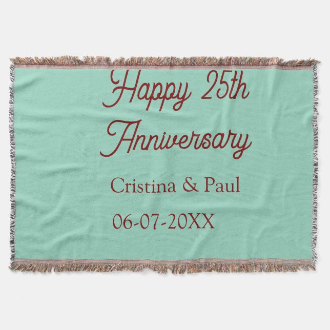 Cobertor Happy 25th aniversary green mauve pastel boho retr (Frente)