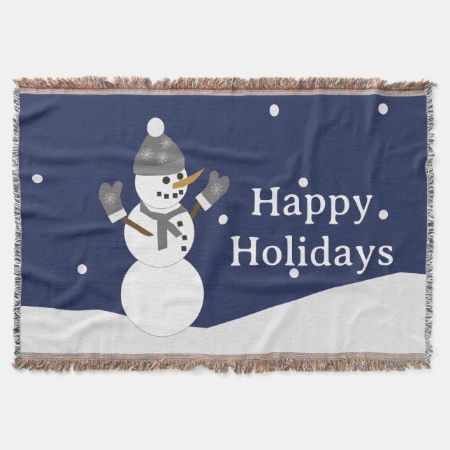 Cobertor Happy Holidays Snowman with mittens (Frente)