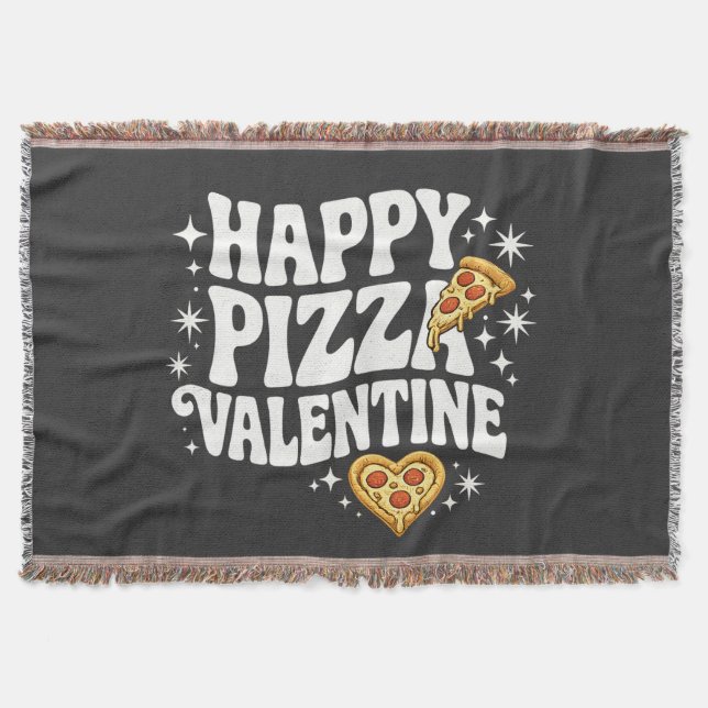 Cobertor Happy Pizza Valentine Funny Pizza Love Design (Frente)