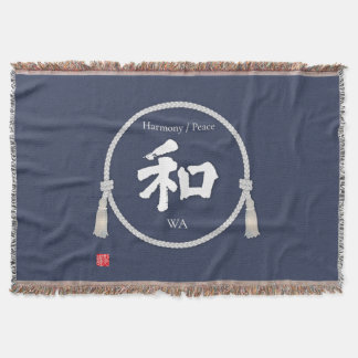 Cobertor Harmony & Peace – Japanese Kanji Throw Blanket