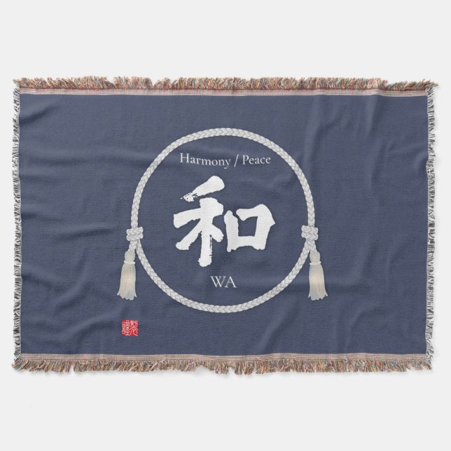Cobertor Harmony & Peace – Japanese Kanji Throw Blanket (Frente)