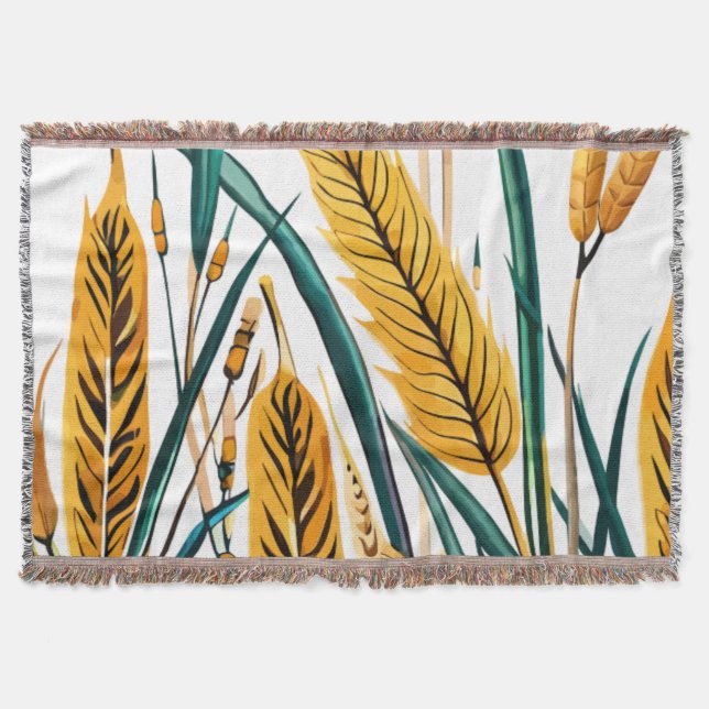 Cobertor Harvest Harmony: Um Padrão de Trigo em uma Canvas  (Frente)