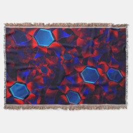 Cobertor Hexágono azul misturado com curvas vermelhas sobre