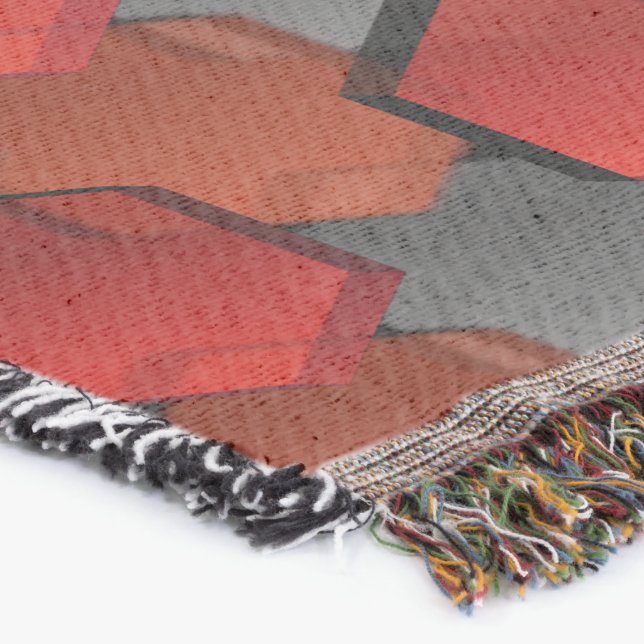 Cobertor Hexágonos vermelhos sobrepostos e "estrela cinza" (Canto)