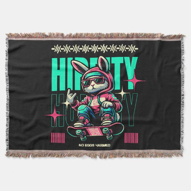 Cobertor Hip-Hop Hoppity - Coelho Skater Páscoa (Frente)