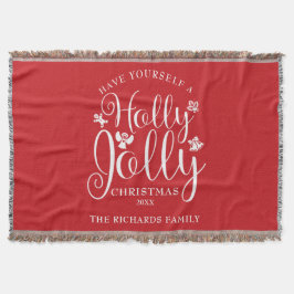 Cobertor Holly Jolly Natal Holidays Nome da Família