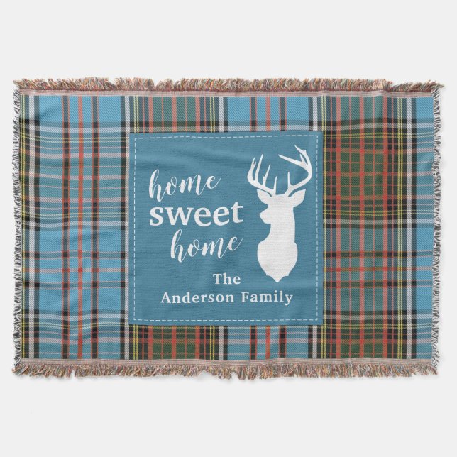 Cobertor Home Sweet Home Tartan Anderson Xadrez Personaliza (Frente)