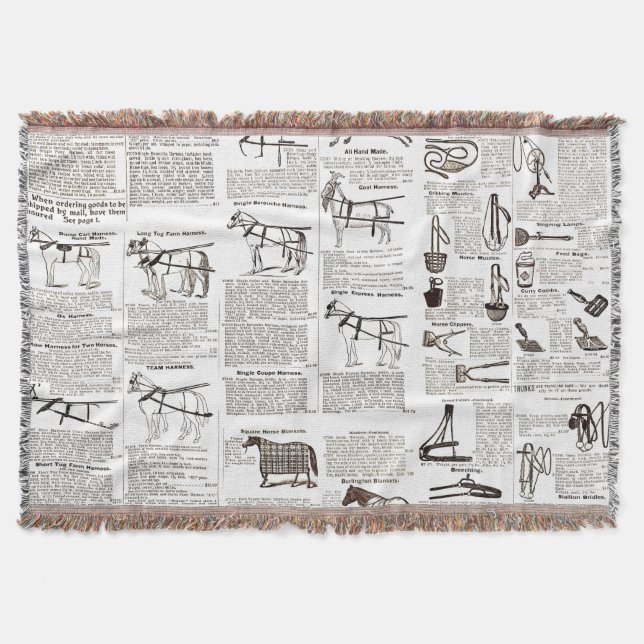 Cobertor Horse Antique Advertising Newpaper Art (Frente)