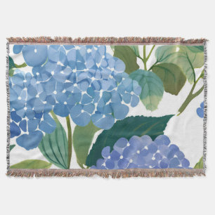 Cobertor Hortênsia Azul Floral Costeira Aquarela