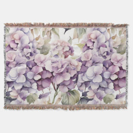 Cobertor Hortênsias em aquarela rosa roxo elegante