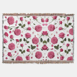 Cobertor Hot Pink 3D Rose Pattern Cozy Throw Blanket