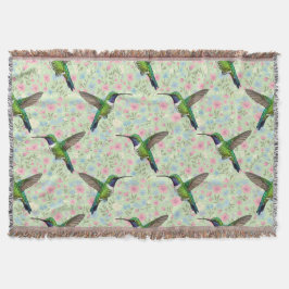 Cobertor Hummingbirds on a Floral background throw