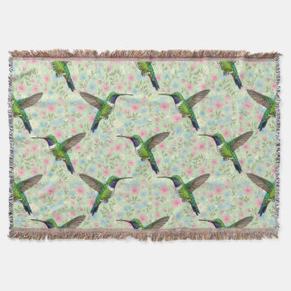 Cobertor Hummingbirds on a Floral background throw