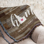 Cobertor Idaho Home State Personalizado Parede De Madeira R<br><div class="desc">Mostre algum orgulho do estado de casa com este bonito e rústico cobertor de madeira esferográfica apresentando "casa" em letras brancas de escrita de caligrafia com um mapa da silhueta do estado de Idaho em pé para a letra "O". Um dentro cor-de-rosa para ilustração cardíaca no mapa do estado completa...</div>