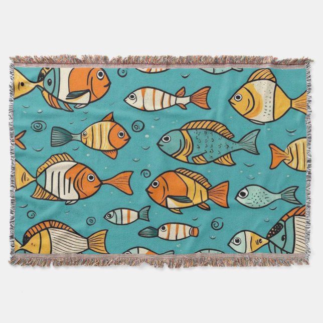 Cobertor Ideias de presentes de padrão de peixe (Frente)