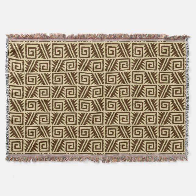 Cobertor Ikat Aztec Tribal - Brown Escuro e Tan (Frente)
