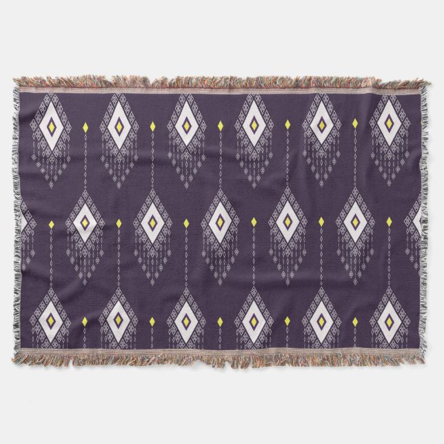 Cobertor Ikat Chandelier Pattern: Vintage Textile Design (Frente)