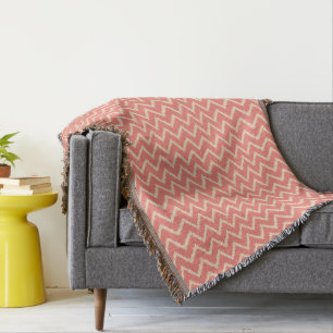 Cobertor Ikat Chevron - Laranja coral e pêssego