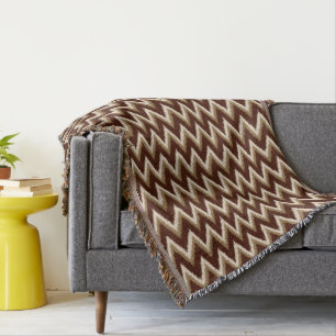 Cobertor Ikat Chevron Stripes - Castanho e bege de Chocolat