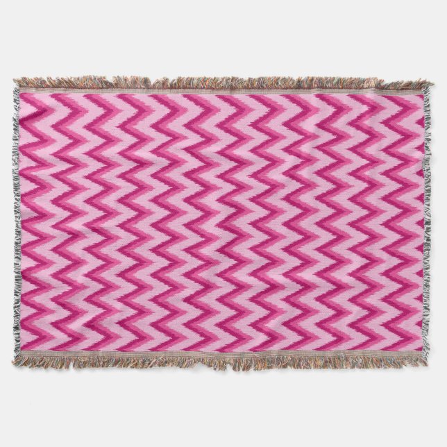 Cobertor Ikat Chevron Stripes - Fuchsia e rosa pálido (Frente)