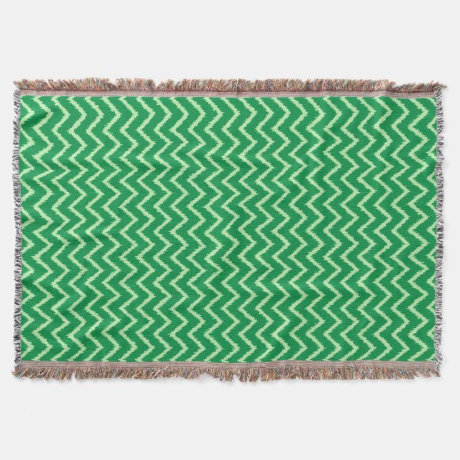 Cobertor Ikat Chevrons - Pinho e verde-claro (Frente)