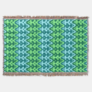 Cobertor Ikat Damask, Turquoise e Jade Green marroquinos