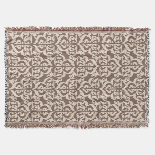 Cobertor Ikat Moorish Damask - bege e taupe (Frente)